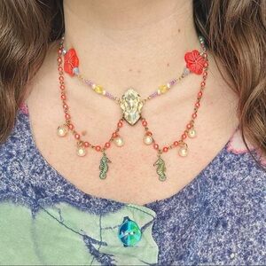 Treasures of the Sea- Handmade Statement Necklace Mermaid Summer